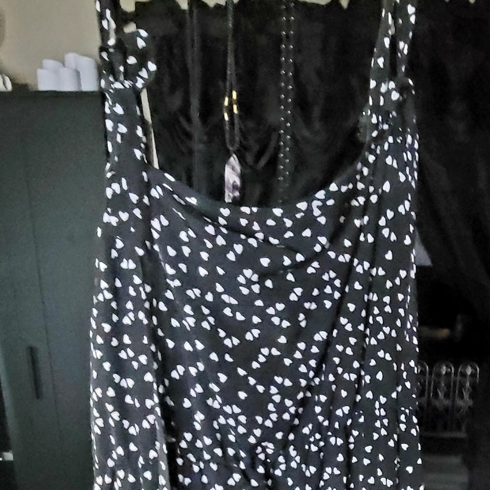 Black white and red heart dress